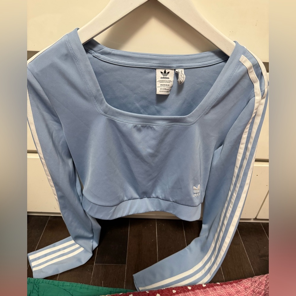 Adidas Primeblue Long Sleeve Crop Top Size M